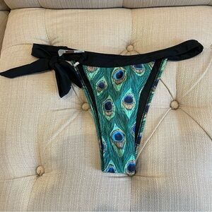 BE:  KAMONI Bikini Bottom Women's S Peacock Feather Side Tie Bikini NWT